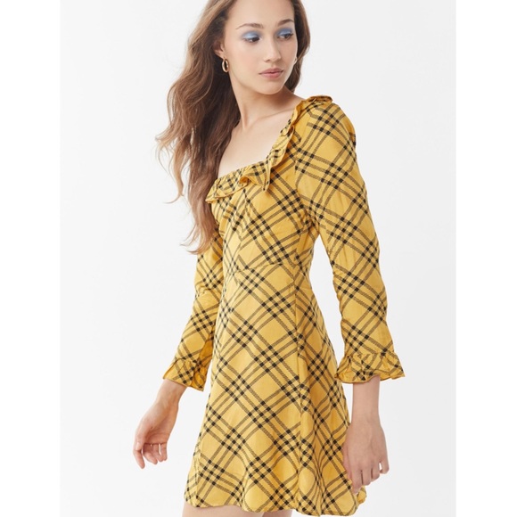 Urban Outfitters Dresses & Skirts - #16 - UO Kristen Plaid Ruffle Square-Neck Dress